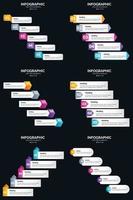 Vector 6 Infographics Pack Presentation slide template 5 Steps cycle diagrams and timelines