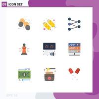 9 Thematic Vector Flat Colors and Editable Symbols of strategy figures wheat business chess Editable Vector Design Elements