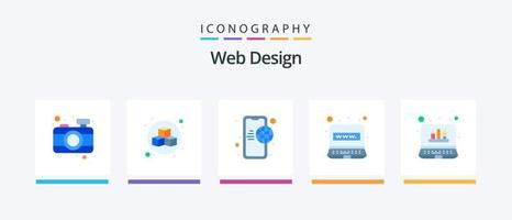 Web Design Flat 5 Icon Pack Including edit tools. tools. internet. web. connection. Creative Icons Design vector