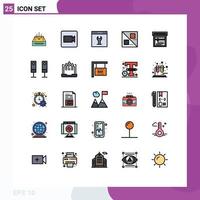 25 User Interface Filled line Flat Color Pack of modern Signs and Symbols of machine design video cross page Editable Vector Design Elements