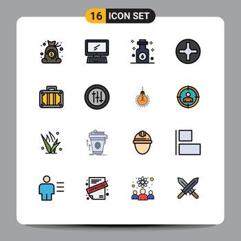 16 Universal Flat Color Filled Lines Set for Web and Mobile Applications holiday screwdriver pc pin spa Editable Creative Vector Design Elements