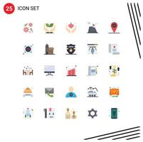 Mobile Interface Flat Color Set of 25 Pictograms of location gear mom land sucess Editable Vector Design Elements