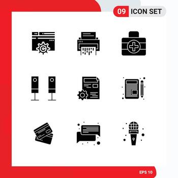 9 Universal Solid Glyphs Set for Web and Mobile Applications system electric file appliances medici Editable Vector Design Elements