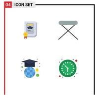 4 Thematic Vector Flat Icons and Editable Symbols of degree education graduate house globe Editable Vector Design Elements