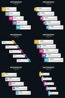 Vector 6 Infographics Pack Presentation slide template 5 Steps cycle diagrams and timelines