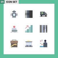 Mobile Interface Flat Color Set of 9 Pictograms of career apple shipping books school Editable Vector Design Elements