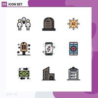 Set of 9 Modern UI Icons Symbols Signs for party cream halloween carnival advertising submission Editable Vector Design Elements