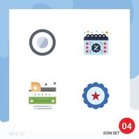 conjunto de iconos planos de interfaz móvil de 4 pictogramas de elementos de diseño vectorial editables de línea de cinta de día de compra de medición médica vector