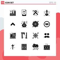 16 Universal Solid Glyph Signs Symbols of spaceship startup hiv business launch Editable Vector Design Elements