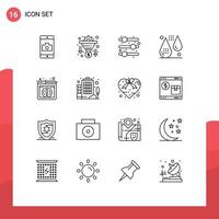 Modern Set of 16 Outlines and symbols such as browser information adjust form drops Editable Vector Design Elements