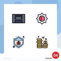 Stock Vector Icon Pack of 4 Line Signs and Symbols for analog bug basic protection coins Editable Vector Design Elements