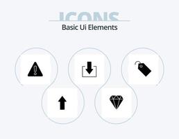 Basic Ui Elements Glyph Icon Pack 5 Icon Design. label. price. alert. download. arrow vector