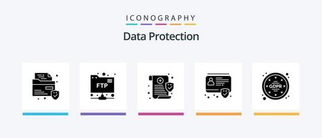 Data Protection Glyph 5 Icon Pack Including data. privacy. privacy. gdpr. id. Creative Icons Design vector