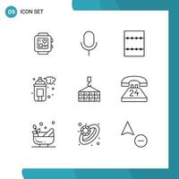 Set of 9 Modern UI Icons Symbols Signs for anytime construction minimize cargo paint Editable Vector Design Elements