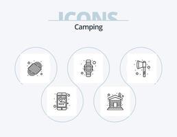 paquete de iconos de línea de camping 5 diseño de iconos. . gasolina. acampar. frasco. carne vector