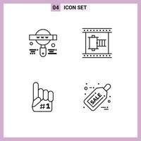 Universal Icon Symbols Group of 4 Modern Filledline Flat Colors of development fanatic web filmstrip foam Editable Vector Design Elements