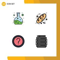 4 Filledline Flat Color concept for Websites Mobile and Apps chemistry help baking thanks day information Editable Vector Design Elements