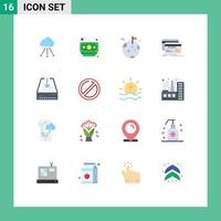 Modern Set of 16 Flat Colors Pictograph of email finance gas debit card Editable Pack of Creative Vector Design Elements