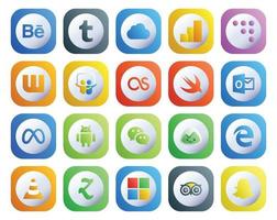 20 Social Media Icon Pack Including vlc basecamp swift messenger android vector