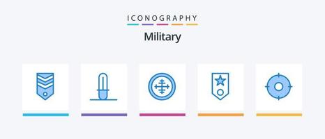 paquete de iconos azul militar 5 que incluye estrella. uno. ejército. militar. objetivo. diseño de iconos creativos vector
