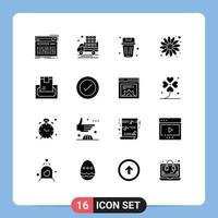 Pictogram Set of 16 Simple Solid Glyphs of buy flower truck carnival garbage Editable Vector Design Elements