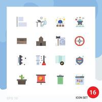 16 Universal Flat Color Signs Symbols of accessories presentation hierarchical network convention business Editable Pack of Creative Vector Design Elements