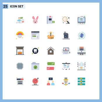 Set of 25 Modern UI Icons Symbols Signs for device zoom book search learning Editable Vector Design Elements