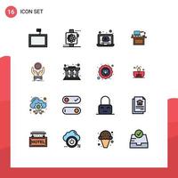 Stock Vector Icon Pack of 16 Line Signs and Symbols for table office video monitor desk Editable Creative Vector Design Elements