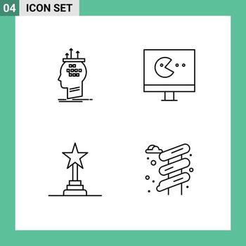 Line Pack of 4 Universal Symbols of algorithm award process monitor performance award Editable Vector Design Elements