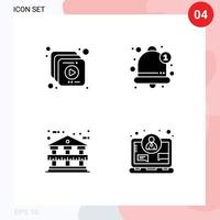 User Interface Pack of Basic Solid Glyphs of collection bank building alert alarm concept Editable Vector Design Elements