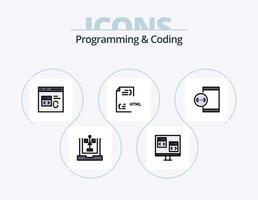 paquete de iconos llenos de línea de programación y codificación 5 diseño de iconos. desarrollar. aplicación desarrollo. desarrollo. codificación vector