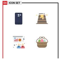 Set of 4 Modern UI Icons Symbols Signs for phone conference back cake training Editable Vector Design Elements