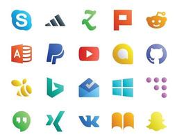 20 Social Media Icon Pack Including hangouts windows youtube inbox swarm vector