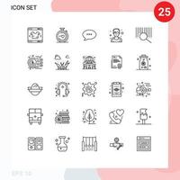 25 Universal Lines Set for Web and Mobile Applications search barcode bubble sportsman exerciser Editable Vector Design Elements