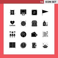 16 Universal Solid Glyphs Set for Web and Mobile Applications cube canada energy heart mark Editable Vector Design Elements