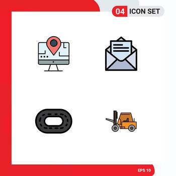 4 Universal Filledline Flat Color Signs Symbols of computer track education message lifter Editable Vector Design Elements
