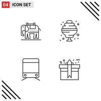 4 User Interface Line Pack of modern Signs and Symbols of elephent gift cocktail sign package Editable Vector Design Elements