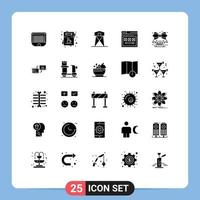 Pictogram Set of 25 Simple Solid Glyphs of web internet menu war hunt Editable Vector Design Elements