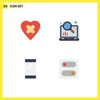 Set of 4 Modern UI Icons Symbols Signs for heal mobile internet seo iphone Editable Vector Design Elements