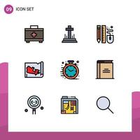 paquete de iconos de vector de stock de 9 signos y símbolos de línea para elementos de diseño de vector editables de mapa de canadá de ratón rápido de reloj