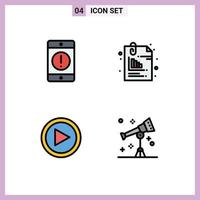 Stock Vector Icon Pack of 4 Line Signs and Symbols for alert pin error document interface Editable Vector Design Elements