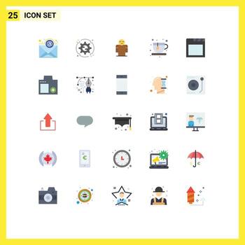 Modern Set of 25 Flat Colors Pictograph of camera browser hands app tea Editable Vector Design Elements