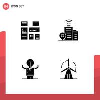 Group of 4 Modern Solid Glyphs Set for native man marketing location potential Editable Vector Design Elements