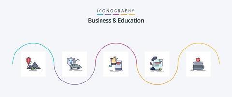 la línea de negocios y educación llenó el paquete de iconos planos 5 que incluye educación. certificado. transporte. crecimiento. aprendizaje vector