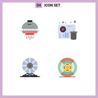 Pack of 4 creative Flat Icons of space biology ufo video laboratory Editable Vector Design Elements