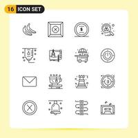 Set of 16 Vector Outlines on Grid for medical healthcare dollar shortlisted hiring Editable Vector Design Elements