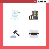 Pictogram Set of 4 Simple Flat Icons of bathroom law mirror construction baking Editable Vector Design Elements