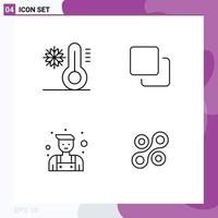 Set of 4 Modern UI Icons Symbols Signs for climate locksmith temperature quadruple radium Editable Vector Design Elements