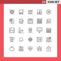 Set of 25 Commercial Lines pack for favorite love protection heart computer Editable Vector Design Elements