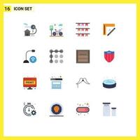 16 User Interface Flat Color Pack of modern Signs and Symbols of computers repair american pencil ruler Editable Pack of Creative Vector Design Elements